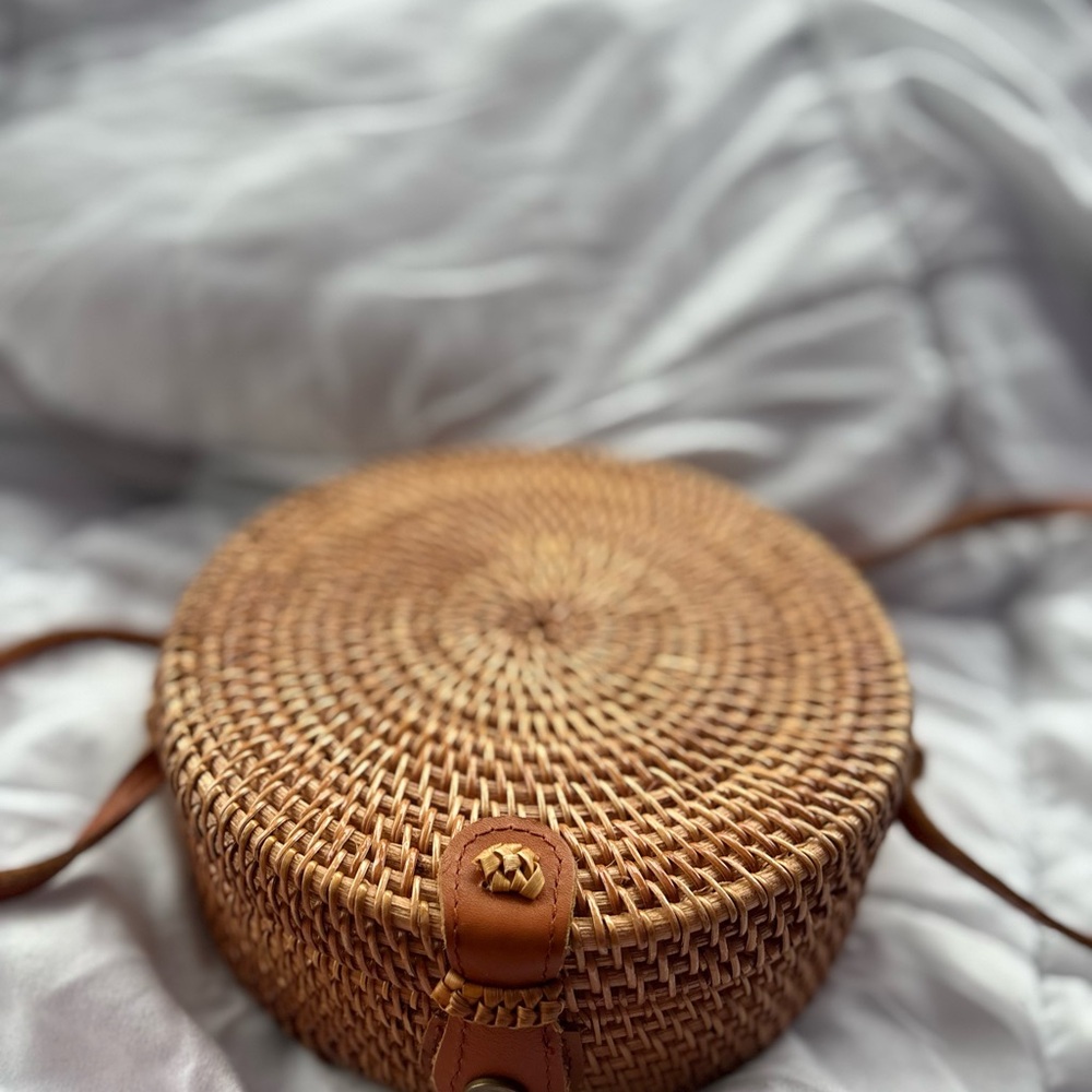 Round Woven Tan Bag